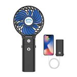 HandFan 2024 New Portable Handheld Fan, 2 in 1 Hand Fan, 5200mAh Rechargeable Battery Operated, Personal Foldable Makeup Fan on Desk, Portable Cooling Fan for Travel/Summer/Concerts/Lash(Black&Blue)