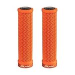 Funn Holeshot Mountain Bike Grips with Single Lock On Clamp, Lightweight and Ergonomic Bike Handle Grips with 22 mm Inner Diameter, Hardened End Bicycle Handlebar Grips for MTB/BMX (Orange)