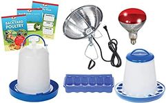 Double-Tuf Chicken and Poultry Starter Kit with Heat Lamp, Light Bulb, Feeders, Waterer, and Guide Book for Backyard Outdoor Chick Farmers (Item No. DTBPKIT)