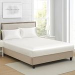 Queen Silk Satin Fitted Sheet, Soft Deep Pocket Single Bottom Bed Sheets Sold Separately, Wrinkle Free, Non- Fading, Breathable, Fully Elasticized(Queen Size, White)