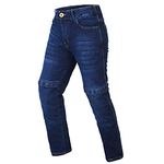 Motorcycle Jeans for Men with Aramid Cargo Work Motocross Denim Biker Riding Jeans, Blue, 32W x 32L