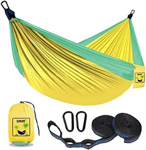 SZHLUX Kids Hammock - Kids Camping Gear, Camping Accessories with 2 Tree Straps and Carabiners for Indoor/Outdoor Use,Green & Yellow