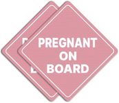 GEEKBEAR Pregnant on Board Car Sign - Sticker or Magnet & Color Options, Weather-Resistant - Diamond Shape 6.8 x 6.8 in (See-Through Sticker, Light Pink, 2 Pack)