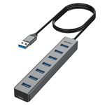 7-Port USB Hub 3.0 with 3.3Ft Long Cable, atolla USB Extender Multiport Adapter with Aluminum Shell, USB Hub for PC Laptop Multi USB 3.0 Port Devices