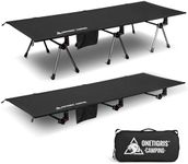 OneTigris SUPRANUBIS Camping Cot, Height Adjustable with Cot Leg Extenders, Strong Support 330lbs, Portable Folding Bed for Camping, Hiking, Travel, Truck, Beach, Office Nap (Black)