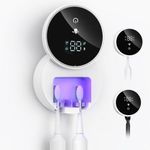 AMIR UV Toothbrush Cleaner Holder with LED Smart Screen, 60°C Drying & UV Sterilization, Auto Sensor Open/Close, Wall-Mounted Electric Toothbrush Holder for Home & Travel