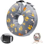 Little Bean Inflatable Dog Elizabethan Collar Soft Dog Cone Collar Soft Protective Recovery Pillow for Big Dogs Prevent Pet from Licking Biting Wound Healing (Gray Claw, [neck: 9.5"-11.5"] M)