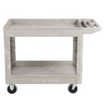 Rubbermaid Commercial Heavy Duty 2-Shelf Utility Cart, Flat Handle, Lipped Shelves, Medium, Beige (FG452089BEIG)