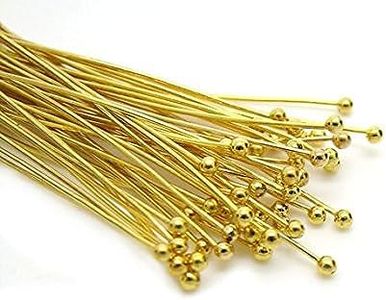 (50mm x 22g, Gold) - 200pc Gold Solid Brass Head Ball pins for Jewellery Making- Nickel Free Hypoallergenic- 50mm (2 inch), 22 Gauge