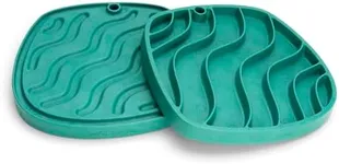 West Paw Seaflex Waves Feast Mat – All-in-One, Slow Feeder, Lick Mat – Encourages Foraging & Food Exploration - Engages Picky Eaters & Slow Feeding - Versatile – Easy to Clean, Non-Toxic - Kelp