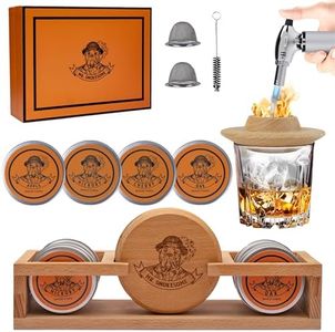 Premium Whiskey Smoker Kit & Display Stand (Patent Pending) | Cocktail Smoker Kit with Torch & 4 Wood Chips | Old Fashioned Smoker Kit for Bar Decor | Whiskey & Bourbon Gifts for Men (NO BUTANE)