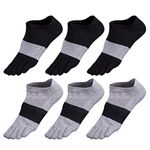 GINZIN 6 Pairs Toe Socks Running Five Finger socks No Show Crew Socks for Men (Black×3+grey×3,6-9)