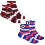 New Vastra Lok Cute Little Boy's & Girl's Multi-Coloured Warm Winter Slipper Socks, Knitted Booties, Indoor Warm Socks with Soft Rubber Sole Pack of 2 Pair Any Color For 5-6 Year Kids