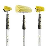 DOCAZOO 7-30 Foot (2.1-9.1M) DocaPole Reach Brush Kit with 30' Extension Pole // Brush Kit Includes 3 Brushes // Soft Bristle Car Wash Brush // Medium Bristle Cleaning Brush // Hard Bristle Deck Brush