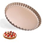 Tart Pan Quiche Pie Mold with Removable Bottom Non-Stick Round Fluted Flan Pan Carbon Steel Cake Baking Tray Pizza Cheesecake Tart Pie Dessert Plate Tray 10 Inch