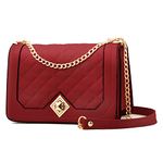 Myhozee Small Crossbody Bags for Women, Quilted Lightweight Shoulder Bag Fashion Leather Purses Designer Satchel Handbags, Wine Red