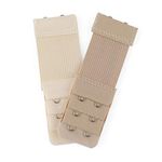 Uxcell 2pcs Bra Strap Extenders Set 3 Rows 2 Hooks/3 Hooks/4 Hooks Elastic Bra Hook Extensions Apricot and Skin Color 2-Hooks