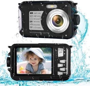 Waterproof Camera, 1080P Full HD Underwater Camera, Digital Waterproof Camera with 30 Megapixel 16x Digital Zoom, Dual Screen Selfie Digital Camera VCR, Underwater for Snorkeling…