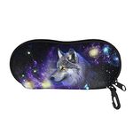 Renewold Sunglasses Case, Galaxy Wolf Organizer Glasses Case, Soft Wallet Pouch, Storage Eyeglasses Glasses Holder Bag for Men Boys Teen