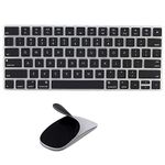 JIFF 2 in 1 Bundle - Silicone soft skin protector covers for Apple Magic Keyboard (MLA22LL/A) with US Layout and MAC Apple Magic Mouse (Black)