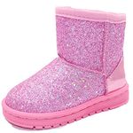 Girls Winter Boots,Girls Snow Boots,Child Snow Boots,Sequin Winter Boots for Big Kids,Outdoor Toddler Boots, Warm Non-Slip Lightweight Boots(Toddler/Little Kid/Big Kid) pink size 10