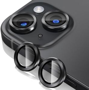 Giftorld Camera Lens Protector for iPhone 14/14 Plus,Aviation Aluminum 3D Ring,9H Tempered Glass,360 Degree Protection,HD Clarity,4 Layers Unique Design,Full Coverage (Black)