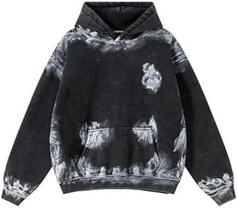 Vamtac Oversized Acid Wash Hoodie Unisex Graffiti Graphic Hoodies Heavyweight Fleece Hooded Sweatshirt 2025 Fall Black
