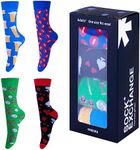 Sock Exchange 4 Pairs Cotton Socks Unisex, Colorful Funny Adults Crew Socks Fun Cozy Cute Causal Socks for Women Men Gifts, Women's Novelty Socks (Color-1)