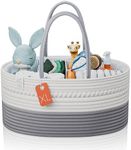 KiddyCare Diaper Caddy Organizer for Baby Nursery Basket with Handle Lid Nursing Caddy with Changing Table Organizer Cart Rope Diaper Caddy Organizer for Car Newborn Caddy Gray X-Large