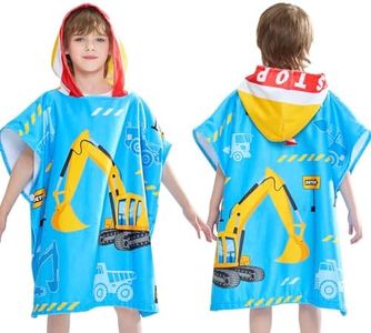 Truck Kids Beach Towel - Hooded Towel Wrap 27" x 27" Kids Hooded Towel Poncho Kids Poncho Towel Beach Towel Boys Hooded Towel Child Bath Pool Kids Tractor Bath Towel for Travel Shower Swim Pool