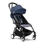 Stokke YOYO3 Stroller from 6 Months - Includes Black Frame/Air France Blue Seat Cushion + Canopy - Folds in & Out in a Flash - Light & Compact - Carry-On Compatible