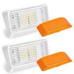 Kohree 2 Packs LED RV Exterior Porch Utility Light 12v RV Outside Lights Fixture 320 Lumen Replacement Lighting for RVs Trailers Campers 5th Wheels White Base Clear and Amber Lenses Included