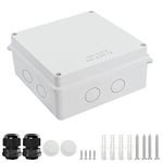 LeMotech Junction Box with Reserved Holes ABS Plastic Electrical Box IP65 Waterproof Dustproof Project Enclosure for Electronics White 5.9 x 5.9 x 2.8 inch