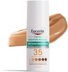 Eucerin Sun Tinted Mineral Face Sunscreen Lotion SPF 35, Non-Comedogenic Mineral Sunscreen with Gentle Zinc Oxide Protection for Sensitive Skin, 1.7 Fl Oz Bottle