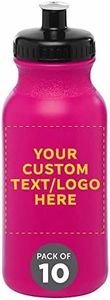 DISCOUNT PROMOS Custom 20 oz. Water Bottles with Push Cap Set of 10, Personalized Bulk Pack - Perfect for Gym, Hiking, Camping, Outdoor Sports - Neon Pink