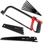 AIRAJ 3-in-1 Hacksaw Set,10 inch Pruning Saw, 12 inch Hacksaw and 13 inch Handsaw, with 9 Replaceable Hacksaw Blade, Cutting Metal Wood,PVC Pipe,Plastics,Camping,Tree Pruning