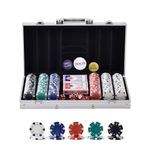 VEVOR Poker Chip Set, 300-Piece Poker Set, Complete Poker Playing Game Set with Aluminum Carrying Case, 11.5 Gram Casino Chips, Cards, Buttons and Dices, for Texas Hold'em, Blackjack, Gambling