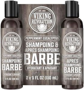 Viking Revolution - Shampoing Barbe Homme & Après Shampooing Barbe Homme - Huile d'Argan & de Jojoba - Adoucit & Renforce - Parfum Menthe Poivrée & Eucalyptus - 150 ml x 2