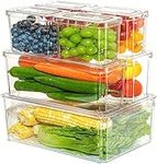 7 Pack Fridge Organizer Stackable Refrigerator Organizer Bins with Lids, Clear Plastic Fridge Storage Containers, BPA-Free Kitchen Freezer Storage Bins for Food, Drinks, Fruits, Vegetable