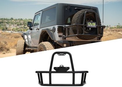 Body Mounted Tire Carrier for 2007-2018 Jeep Wrangler JK | Improves Departure Angle | Transfers Weight from The Door Hinges to The Vehicle Body | LED License Plate Light | 2 Whip Flag/Antenna Mounts