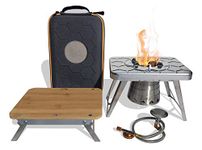 nCamp Kitchen to Go 4 Piece Bundle, Portable Compact Multi-Fuel Burning Camping Stove, ISO Propane Adapter, Bamboo Cutting Board, Carrying Case