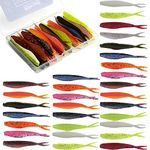 Funzhan Fishing Soft Lures for Bass Artificial Plastic Baits Paddle Vibrating Split Tail Swimming Swimbaits Shad Crappie Trout Pike Walleye Lake Saltwater Freshwater Kits