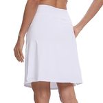 M MOTEEPI Athletic Golf Skort for Women with Pockets Long Tennis Skorts Skirts Modest Knee Length Stretchy UV Protection White L