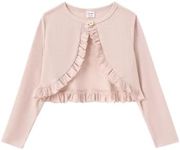 PATPAT Girls Cardigan Sweaters Girls Dress Matching Long Sleeve Ruffle Knit Dress Cover Cardigan Shrug Girl Fall Outfits Tween Girl ClothingCropped JacketApricot 9-10Years