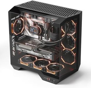 darkFlash Full-Tower ATX Gaming PC Case, Back Plug-in Motherboard, Dual-Chamber, Panoramic Glass, Up to 2 x 360mm Radiators, RTX 40 Compatible(DY470) (4 PWM ARGB Fans, Black)