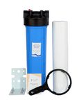 RiverSoft Sediment Filter Assembly ASP-20-HV1, Spun Cartridge 1 Micron For Filtering Sediments, Install In Mainline for 1 HP/2 HP motor (20 inch, 1 Micron, 1 inch inlet/outlet, Blue, PP)