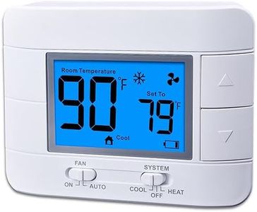 Home Non-Programmable Thermostat Single Stage 1H/1C with Room Temperature and Humidity Display and Large Blue LCD