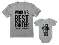 Tstars Like Farter Like Son Funny Father Son Matching Shirts Dad and Baby Outfits Dad Gray X-Large/Son Gray 6M (3-6M)