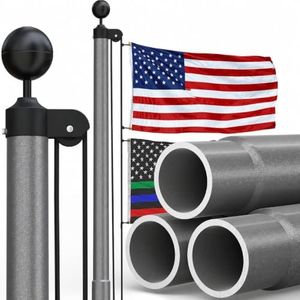 KBLOONG 11 Gauge Heavy Duty Flag Pole with Thickened Aluminum Ball - 30FT Grey Extra Thick Aluminum Flagpole Kit with 3x5 Nylon Embroidered Flag for Outside House In Ground - 120MPH Wind Tested