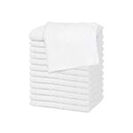 Westlane Linens 100% Cotton Face Cloths Flannels & Washcloths Super Soft Hotel Quality (White, 12 Pack)